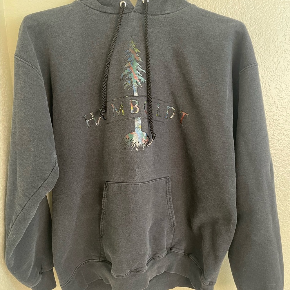 Hanes ‘HUMBOLDT’ Charcoal Gray Hoodie with Tree Design - Picture 2 of 7